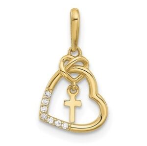 Elegant Gold Heart whit cross 14 k Yellow gold Pendant